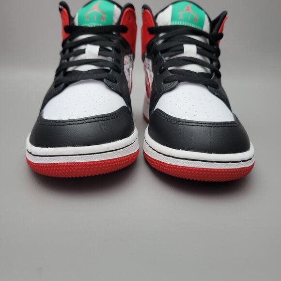 Nike Air Jordan 1 Mid SE Ugly Sweater White Green Red Black DM1208 150 Size 4.5Y - Picture 4 of 11